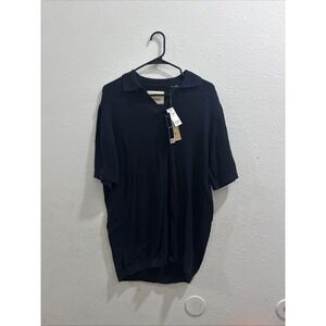 Jack & Jones Men's Navy Blue Open Knit Polo Size Small New